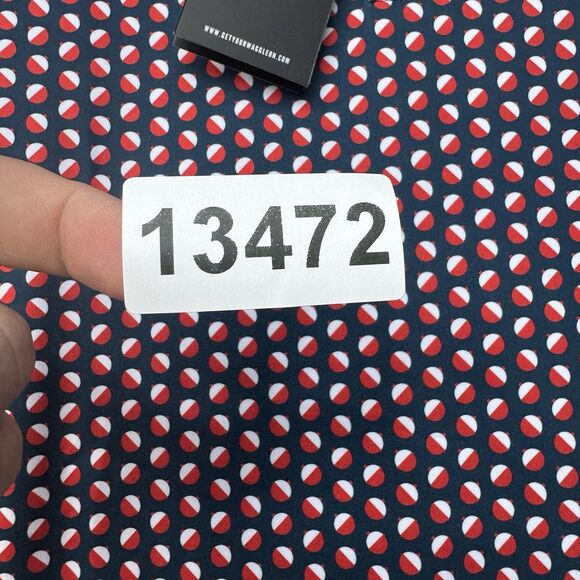 Waggle Polo Shirt Mens Medium Blue Red White Bobby Bobber Golf Performance New - Picture 14 of 14